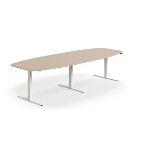 Stół konferencyjny NOVUS, z regulacją wysokości, 3200x1200 mm, biały/gliniana szarość