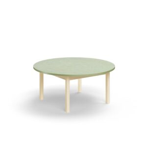 Stół DECIBEL, Ø1200x530 mm, dźwiękochłonne linoleum, brzoza/zielonoszary