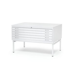 Metalowa szafka na rysunki SKETCH, model pojedynczy, A0, blat stalowy, biały