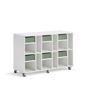 Regał szkolny CASPER, 6 szuflad, 12 przegród, biały, ciemnozielony