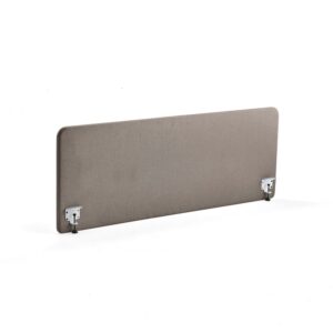 Ścianka biurkowa ZONE, białe uchwyty, 1800x650x36 mm, tkanina Hush, jasnobrązowy