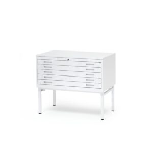 Metalowa szafka na rysunki SKETCH, model pojedynczy, A1, blat stalowy, biały