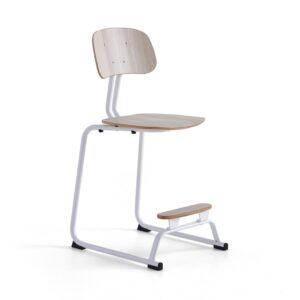 Krzesło szkolne YNGVE, płozy, biały, jesion, W 610 mm