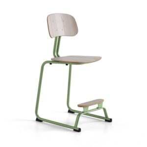 Krzesło szkolne YNGVE, płozy, zielony, jesion, W 610 mm