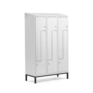 Szafa ubraniowa typu Z, CLASSIC, na nóżkach, 3 moduły, 6 drzwi, 2100x1200x550 mm, szary