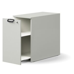 Zamykana szafka boczna QBUS, lewa z uchwytem, 740x400x800 mm, jasnoszary