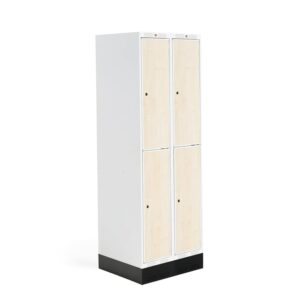Szafka do szatni ROZ, 2 moduły, 4 drzwi, 1890x600x550 mm, brzoza, z podstawą