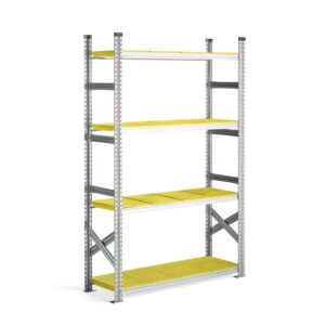 Regał na żywność TRANSFORM, moduł podstawowy, 1972x1200x400 mm, galwanizowany, półki żółte