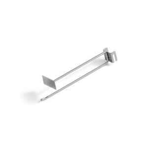 Pojedynczy hak z uchwytem na znak MARKET, D 250 mm, do podwieszenia na listwie z haczykami, srebrny