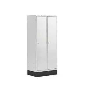 Szafa ubraniowa CLASSIC, na cokole, 2 moduły, 1890x800x550 mm, szary