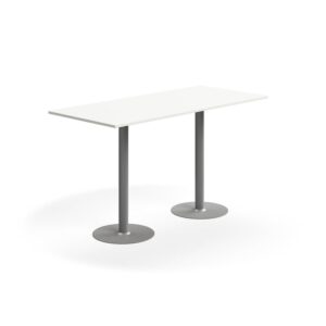 Stół barowy ALVA, 1800x800x1000 mm, montaż do podłogi, laminat wysokociśnieniowy, srebrny/biały