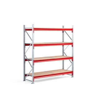 Regał TOUGH, moduł podstawowy, 2000x1900x600 mm, 4 półki z płyty wiórowej