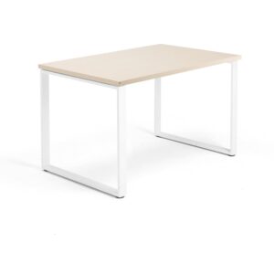Biurko QBUS, rama O, 1200x800 mm, biały, brzoza