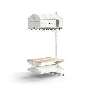 Moduł szatniowy ENTRY, moduł dodatkowy, półki na buty, ławka, 6 metalowych drzwi, gotowy do znakowan