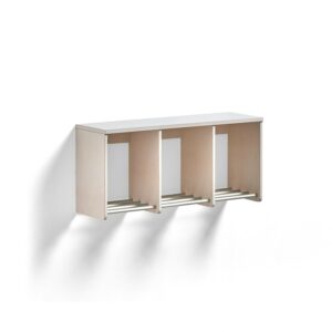 Półka ścienna EBBA, na obuwie, 3 sekcje, biały