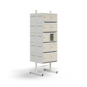 Szafa na obuwie ENTRY, moduł podstawowy, podłogowy, 20 metalowych drzwi, 1800x600x600 mm, biały/szar