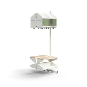 Moduł szatniowy ENTRY, moduł dodatkowy, półka na buty, ławka, 4 metalowe drzwi, 1800x600x600 mm, bia