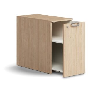 Zamykana szafka boczna QBUS, prawa z uchwytem, 740x400x800 mm, dąb