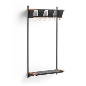 Wieszak ubraniowy JEPPE, 3 przegrody, moduł podstawowy, 1790x900x310 mm, ciemnoszary/dąb