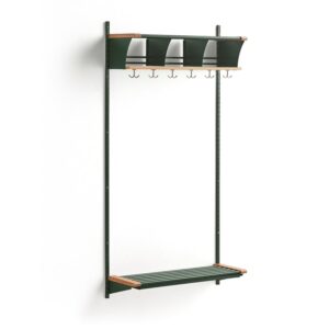Wieszak ubraniowy JEPPE, 3 przegrody, moduł podstawowy, 1790x900x310 mm, zielony/dąb