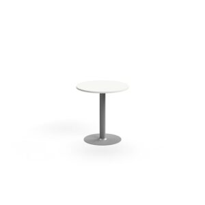 Stół ALVA, Ø700x720 mm, montaż do podłogi, laminat wysokociśnieniowy, srebrny/biały