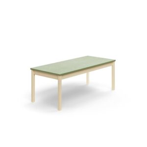 Stół DECIBEL, 1600x700x590 mm, dźwiękochłonne linoleum, brzoza/zielonoszary