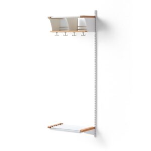 Wieszak ubraniowy JEPPE, 2 przegrody, moduł dodatkowy, 1790x600x310 mm, biały/dąb