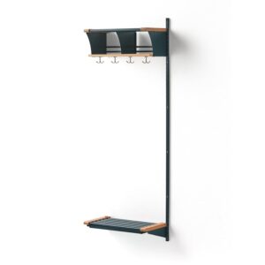 Wieszak ubraniowy JEPPE, 2 przegrody, moduł dodatkowy, 1790x600x310 mm, niebieski/dąb