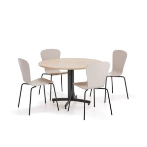 Zestaw mebli SANNA+MILLA, 1 stół i 4 krzesła, czarny/piaskowy