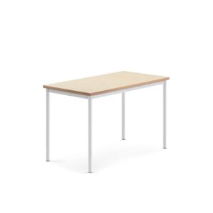 Stół SONITUS, 1200x700x760 mm, beżowe linoleum, biały