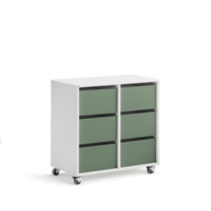 Regał szkolny CASPER, 6 szuflad, biały, ciemnozielony