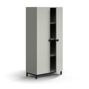 Szafa QBUS, 3 półki, nóżki, uchwyty, 1636x800x420 mm, czarny, jasnoszary