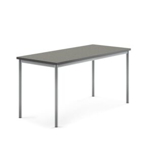 Stół SONITUS, 1600x700x760 mm, ciemnoszare linoleum, szary aluminium