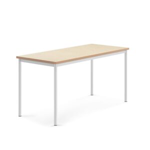 Stół SONITUS, 1600x700x760 mm, beżowe linoleum, biały