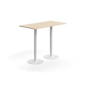 Stół barowy ALVA, 1400x700x1100 mm, montaż do podłogi, laminat wysokociśnieniowy, biały/brzoza