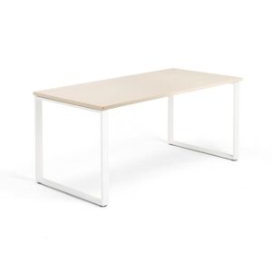 Biurko QBUS, rama O, 1600x800 mm, biały, brzoza