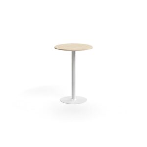 Stół barowy ALVA, Ø700x1000 mm, montaż do podłogi, laminat wysokociśnieniowy, biały/brzoza