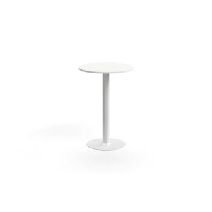 Stół barowy ALVA, Ø700x1000 mm, montaż do podłogi, laminat wysokociśnieniowy, biały