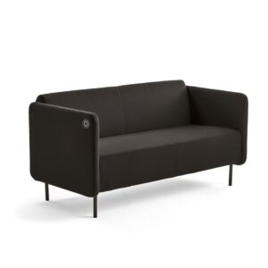 Sofa CLEAR z ładowarką USB, 2-osobowa, tkanina, brązowy
