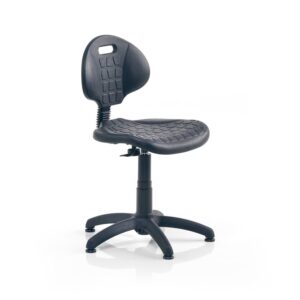 Krzesło warsztatowe KILDA, bez podnóżka, 420-540 mm, czarny poliuretan