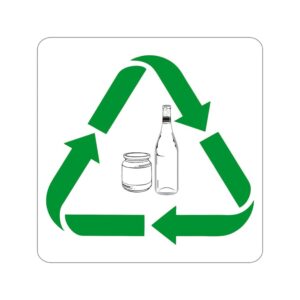 Naklejki z oznaczeniem odpadów, szkło bezbarwne, zielony