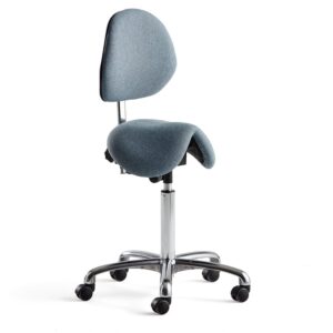 Stołek siodłowy DERBY z oparciem, tkanina, jasnoniebieski