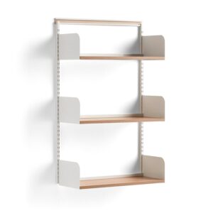 Regał ścienny SHAPE, moduł podstawowy, półki z laminatu, 1237x800x300 mm, biały/dąb