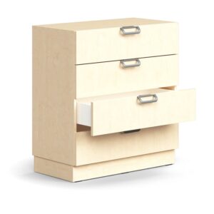 Kontenerek QBUS, cokół, otwarte uchwyty, 868x800x400 mm, brzoza