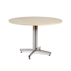 Okrągły stół do stołówki SANNA, Ø1100x720 mm, chrom/brzoza