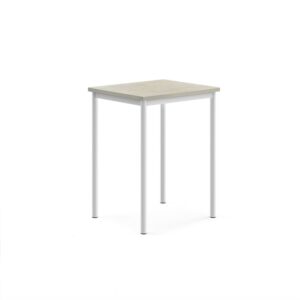 Stół SONITUS, 700x600x900 mm, linoleum jasnoszary, biały