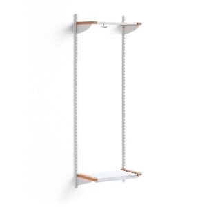 Wieszak ubraniowy JEPPE, półka na nakrycia głowy, moduł podstawowy, 1790x600x310 mm, biały/dąb