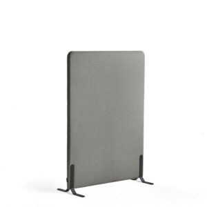 Ścianka podłogowa ZONE, 1360x1000x46 mm, tkanina Hush, czarne podstawy, jasnoszary