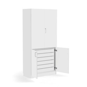 Wysoka szafa THEO, 6 szuflad, biały