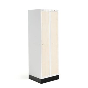 Szafka do szatni ROZ, 2 moduły, 2 drzwi, 1890x600x550 mm, brzoza, z podstawą